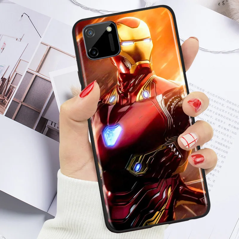 

Marvel Super Hero Avengers Iron Man For OPPO Realme 7i 7 6 6S 6i 5 5S 5i 3i Narzo 10 20 Pro Global TPU Silicone Black Phone Case