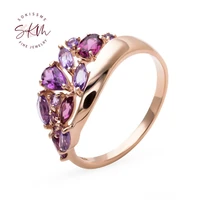 skm flower rings for women 14k 18k rose gold amethyst engagement rings designer anniversary luxury fine jewelry