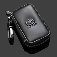 hot sale durable leather car key case zipper keychain for mazda 6 3 5 2 cx5 cx7 323 demio axela atenza cx9 mx3 mx5 rx8 styling