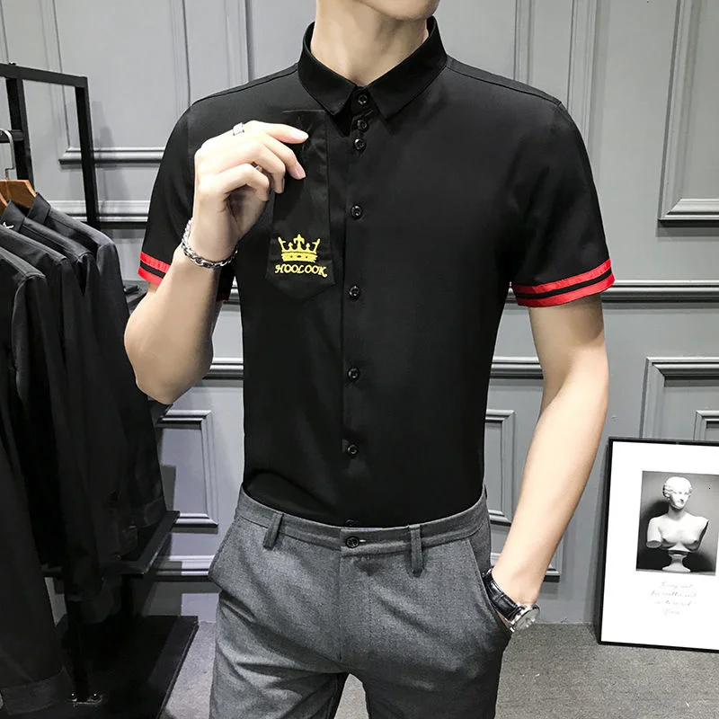 

Рубашка Мужская Дизайнерская Повседневная, Классическая рубашка в английском стиле, для ночного клуба, брендовая стильная, черная белая, 5xl,...