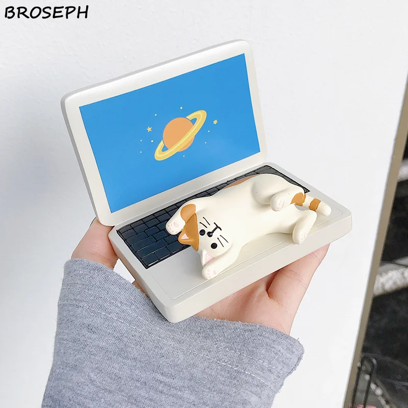 ins creative cute cartoon cat book computer phone holder resin crafts ornaments phone stand gift for friend girlfriend family free global shipping