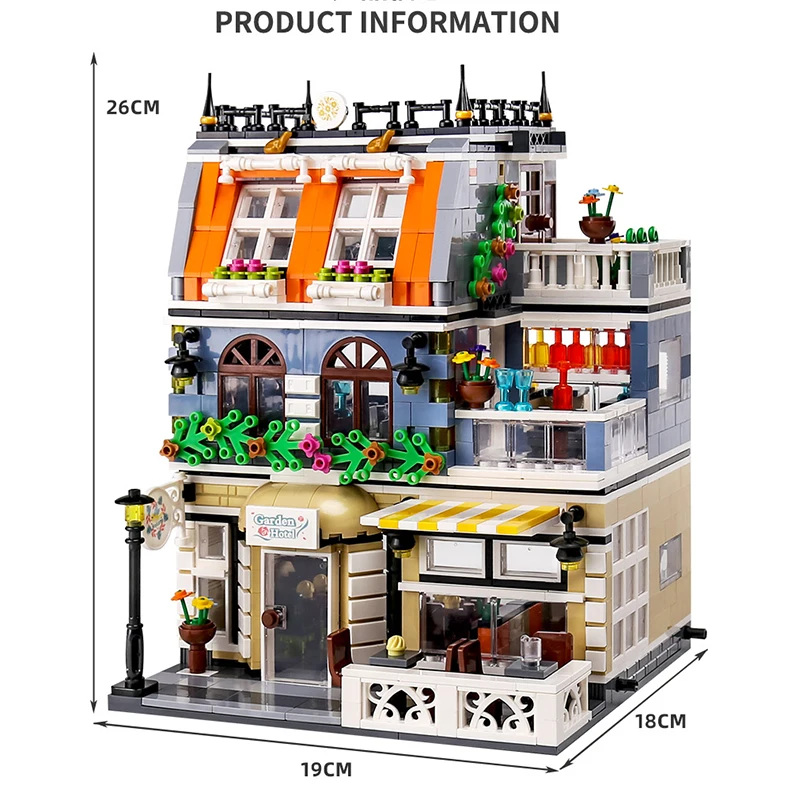 

New Creative City Street View Building Blocks Bricks Garden Hotel Summer Cafe Hill Tavern Toys for Kids Christmas Gifts