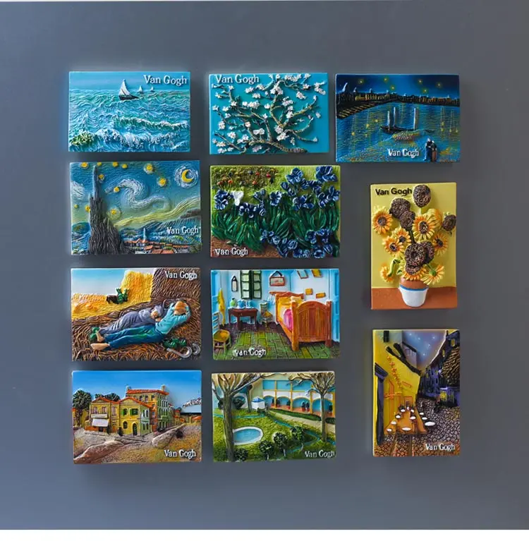 fridge magnet van gogh painting square decoration magnetic sticker art crafts resion stereo gift paper paste message fixer | Дом и сад