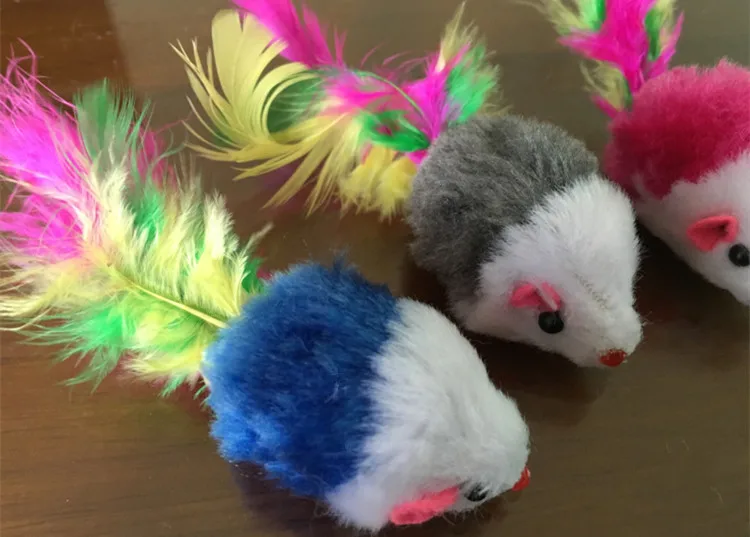 Cat Toy Westrice Long-haired Mini Funny Animal Playing rabbit tail feathers cat toy mouse bite amused Cats Mice Toys | Дом и сад