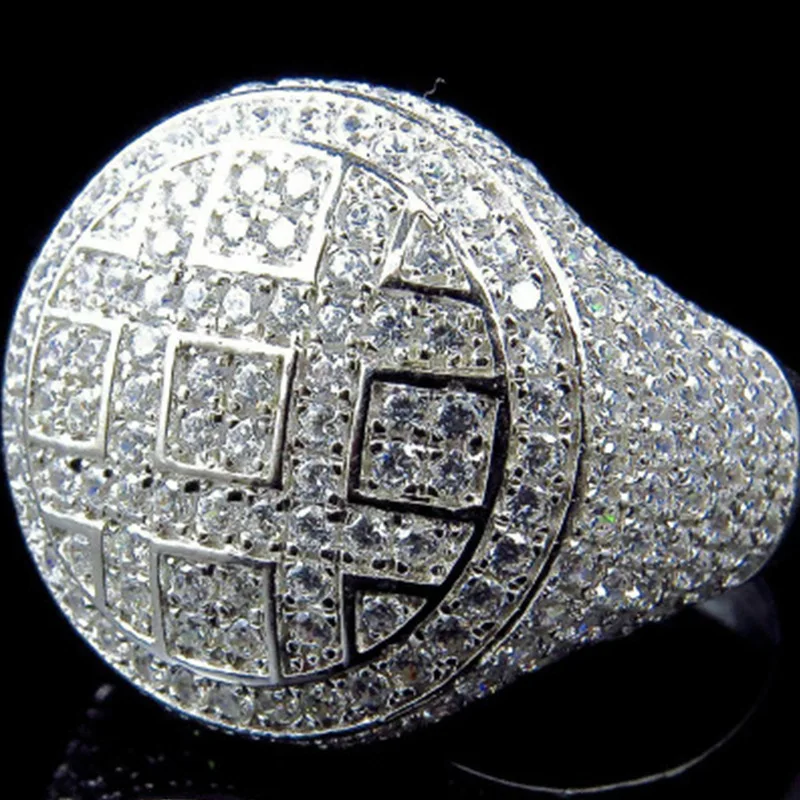 Высокое качество микро Pave CZ камень огромные золотые кольца для мужчин и женщин