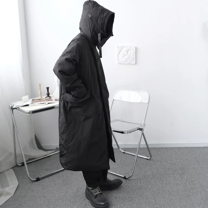 

Women Men Coats Winter Down Cotton Long Thick Warm Hooded Jackets Gothic Owen Dark Men Clothing Brand Couple Women Coat Japan