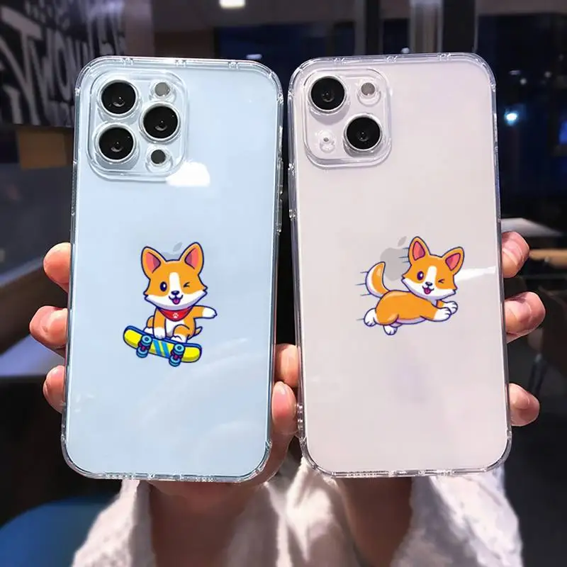 

Cute Corgi Dog Running Jumping Phone Case for iphone 13 12 11 pro max mini 6 6s 7 8 plus SE2020 X XR XS shell iphone 13 case