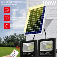 two head solar lights outdoor 100w flood light wall street lamp ip67 waterproof security landscape lighting with remote control