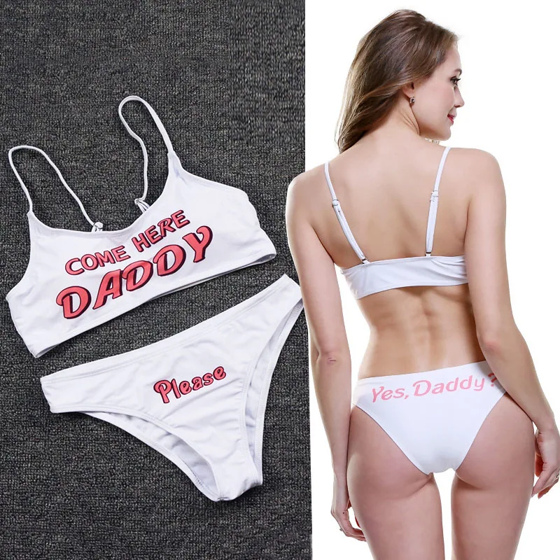 Купальники приедут сюда папочка печати Белый Черный стринги бикини 2018 купальный