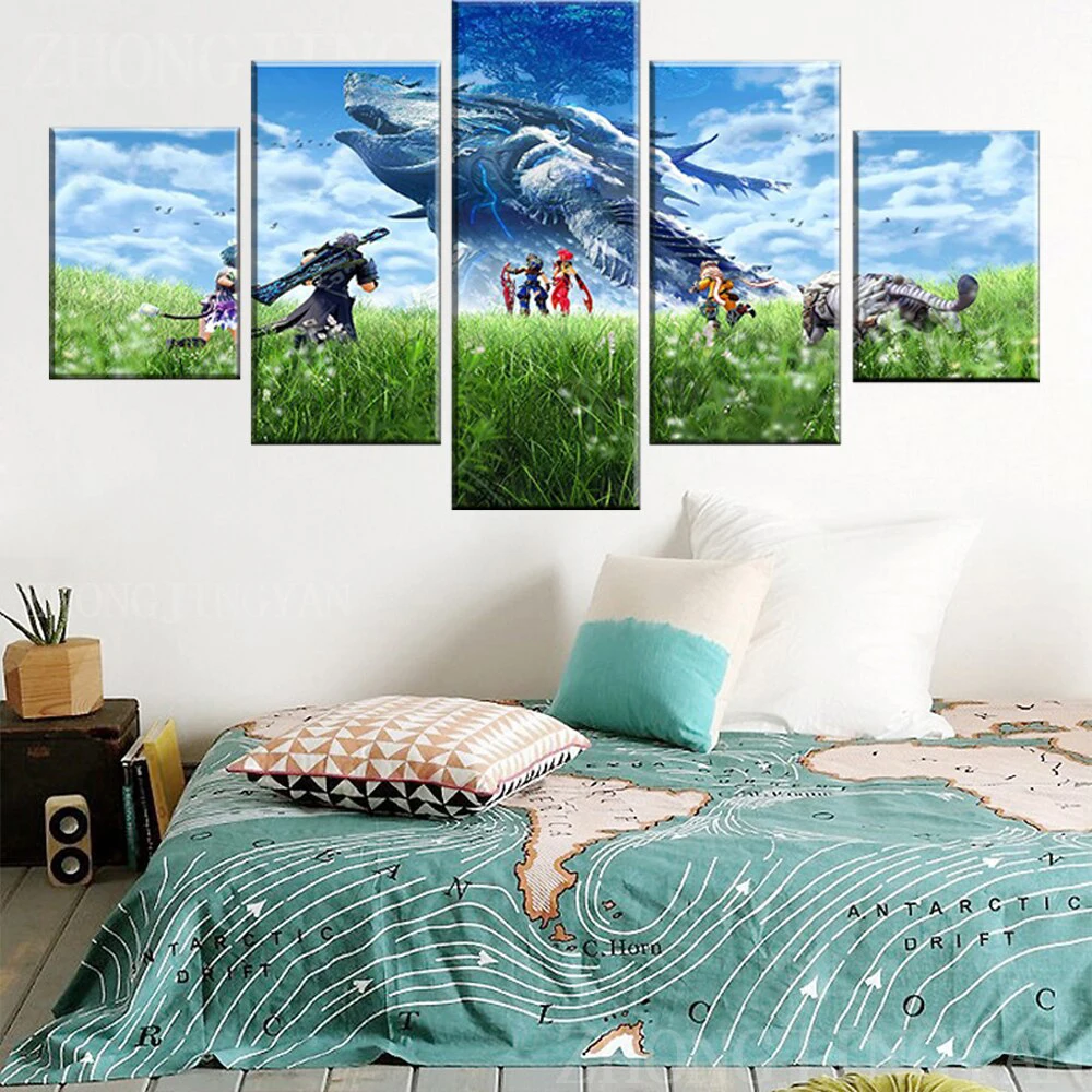 

5 Pieces Wall Art Canvas Painting Game Poster Modern Living Room Bedroom Home Decoration Modular Framework Picture Free Shipping