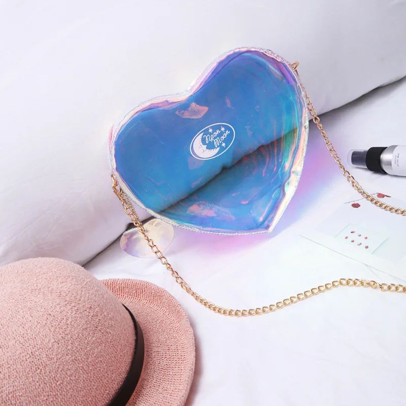 Прозрачная сумка для женщин лазерная голографическая мессенджер с клапаном и