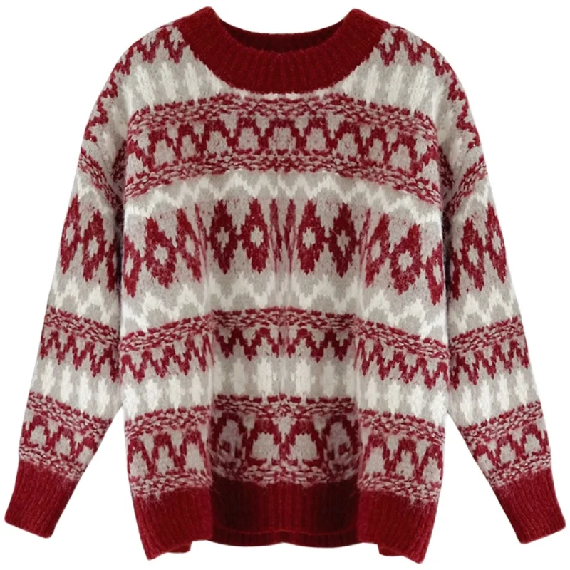 

Make new winter han edition dress mohair languid is lazy wind easing round collar female Christmas knitting sweater