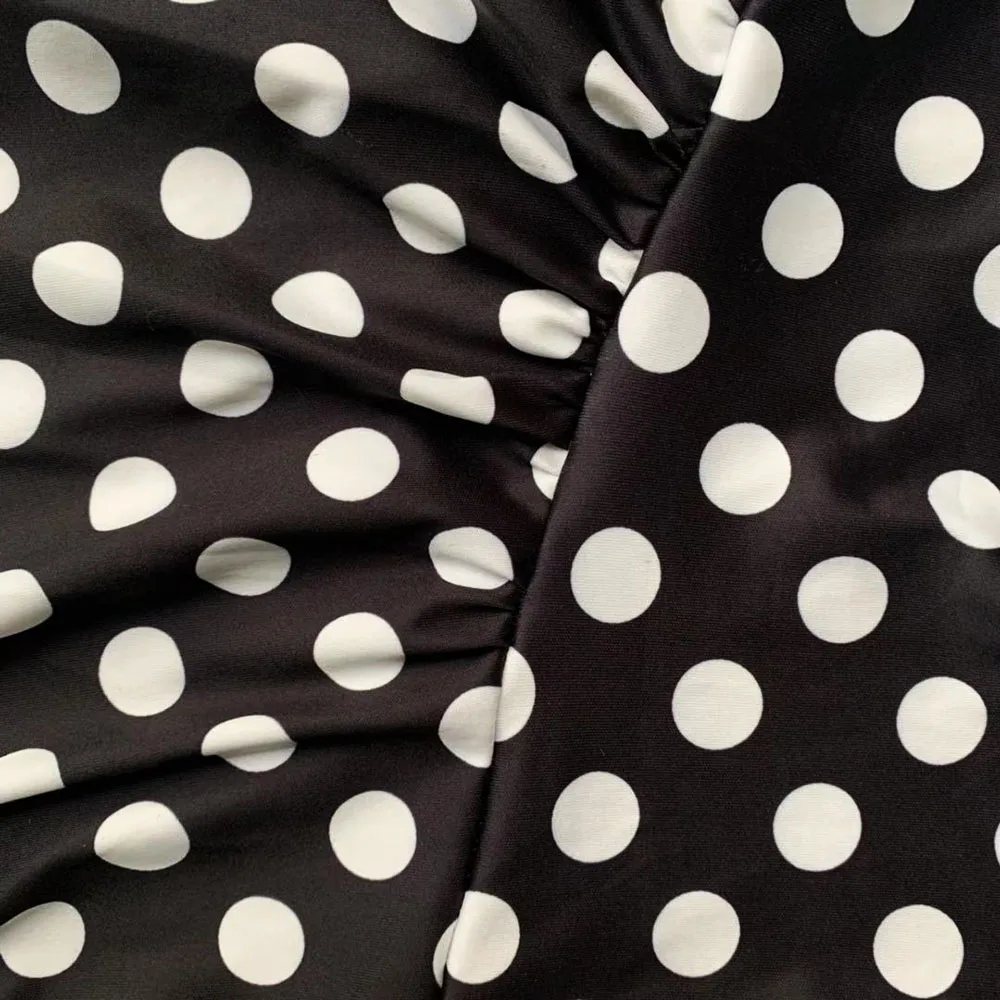 

trendy one shoulder back polka dot print asymmetrical tops for women sexy female high waist tunic night club party long blouse