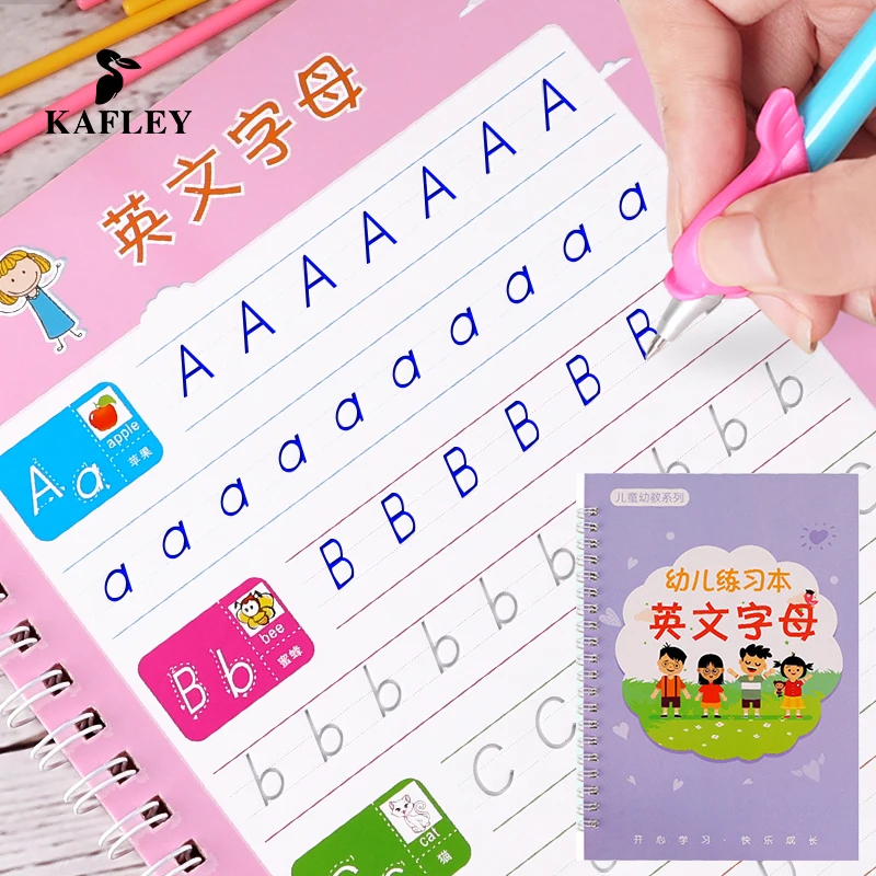 

Reusable English Alphabet Copybook Drawing Toys Hand Writing Groove Auto Fades Educational Toys For Children Kid school supplies