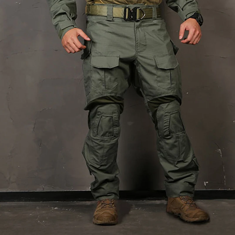 Мужские тактические армейские штаны Bdu G3 Bdu Military армейские штаны с накладками Мультикам MCBK синий охотничий камуфляж - Цвет: Army Green