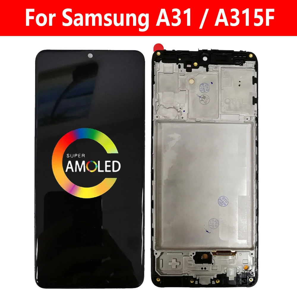 ЖК-дисплей с рамкой AMOLED для Samsung Galaxy A31 2020 A315F A315 SM-A315F/DS A315G сенсорный ЖК-экран с дигитайзером в сборе