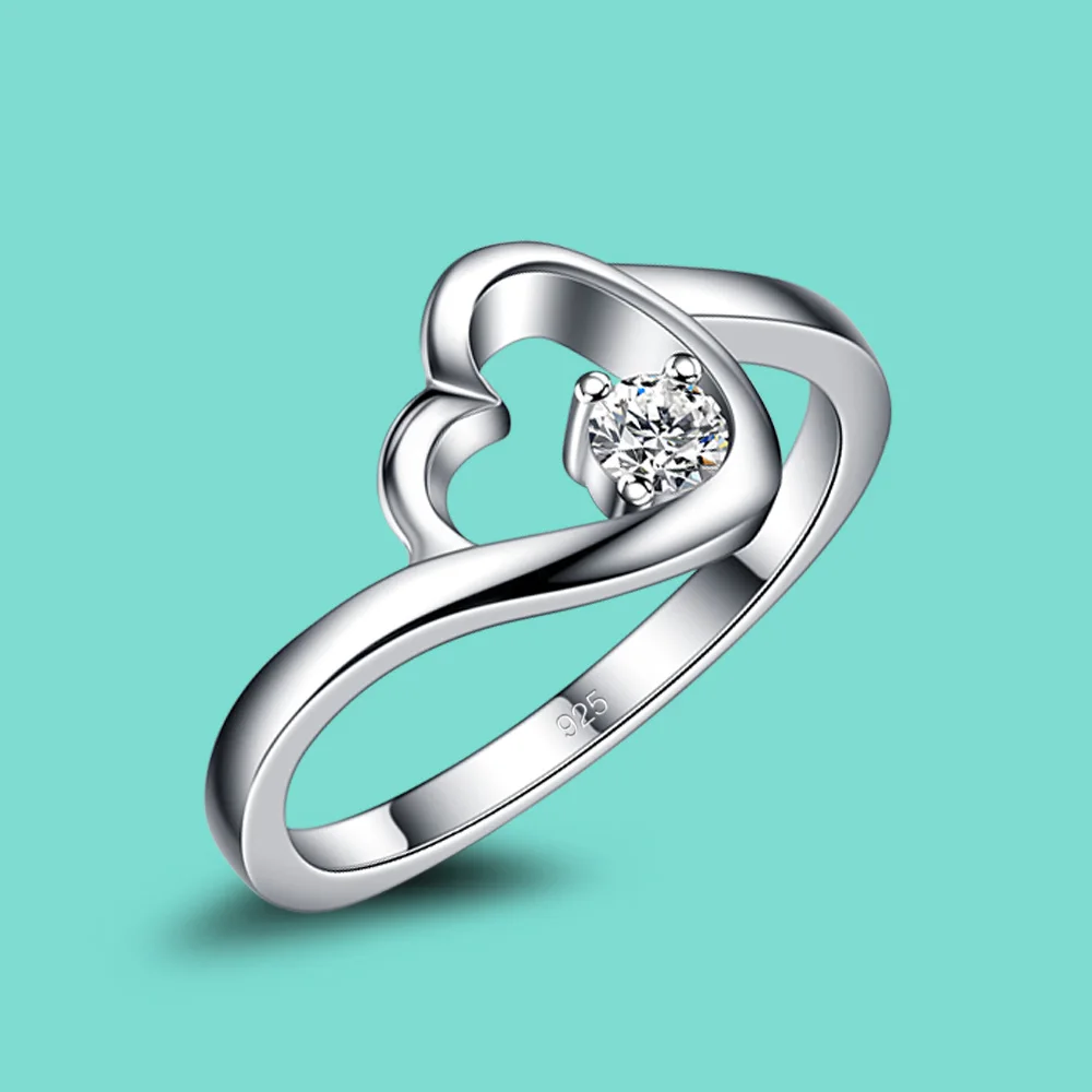 Шикарное серебро кольцо Для женщин 925 пробы Серебряное Блеск Циркон инкрустация