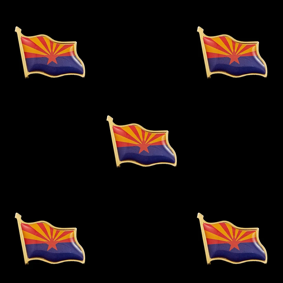 

5PCS USA State of Arizona Flag Pin Brooch Gold Plated Badge Jewelry Pins Decorations