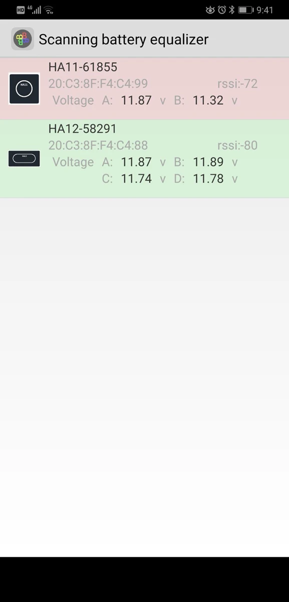 Балансировщик аккумуляторов HA12 с отображением напряжения через мобильный телефон для 4*(2В-5В) или 4*(6В-12В) солнечной батареи.