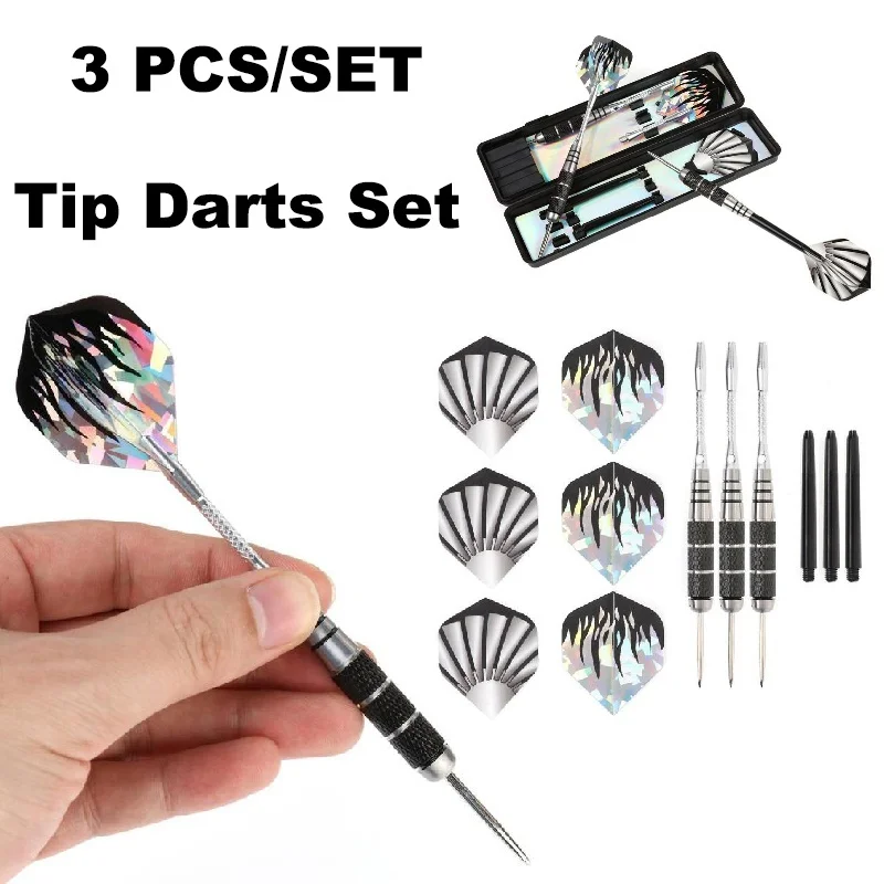 

3PCS 22g Professional Stainless Steel Tip Darts Set With Flame Dart Flights Indoor Game Outdooor Entertainment With Carry Box