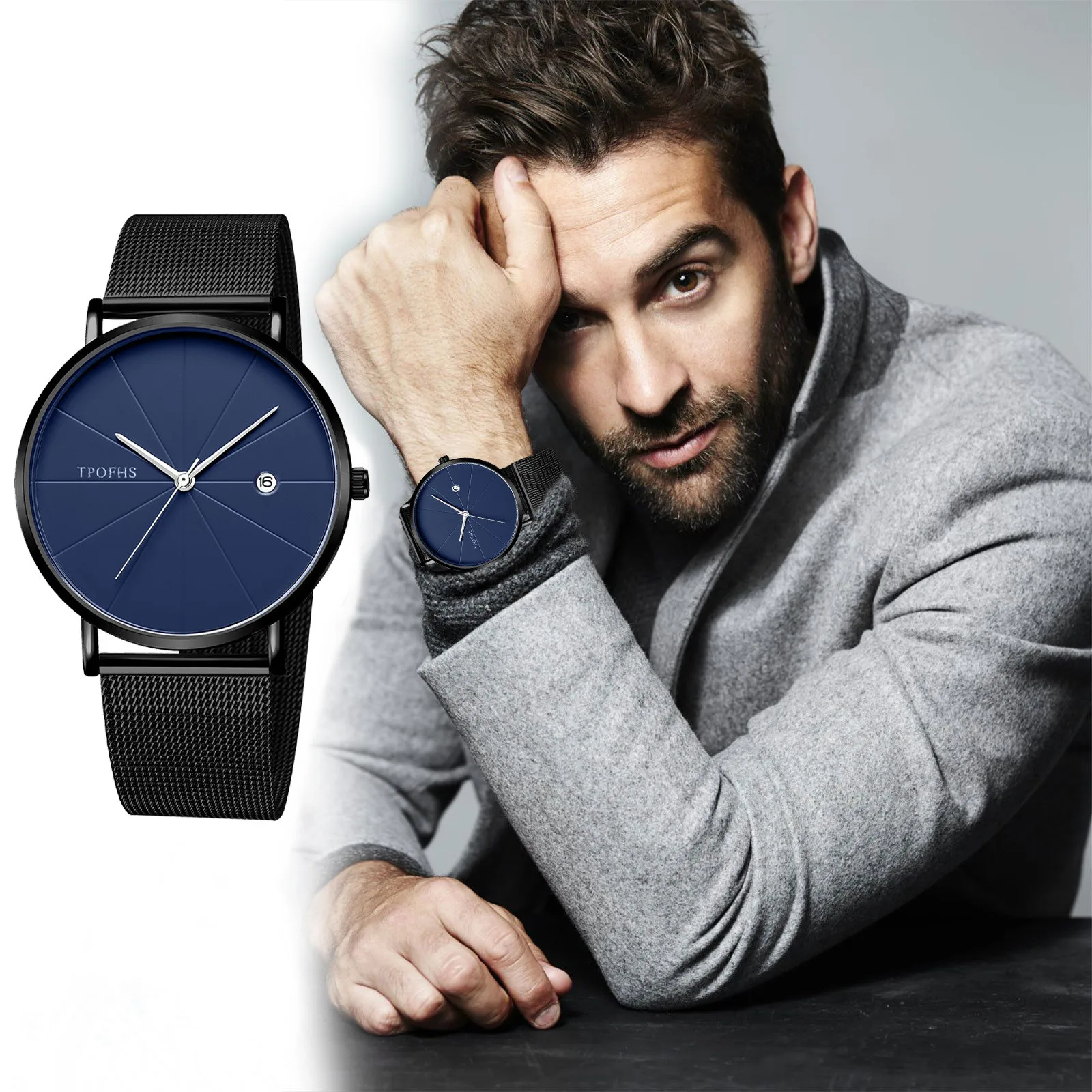 

Men Ultra Thin Watch Minimalist Business Stainless Steel Mesh Belt Simple Quartz Watch Relogio Masculino Reloj Hombre