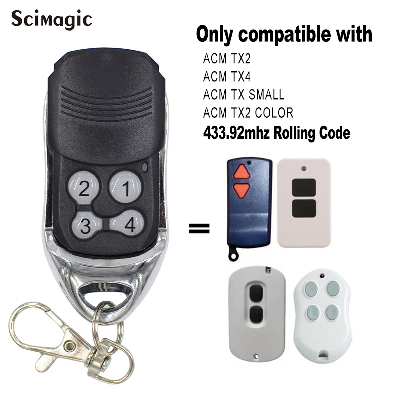 

ACM TX2 / TX4 / TX SMALL / TX2 COLOR Opener 4 Button Garage Gate Door Remote Control Transmitter 433.92MHz Rolling Code
