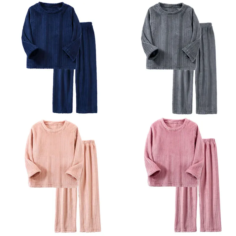 

4 6 8 10 12 14 Years Kids Pyjamas Boys Girls Flannel Pajama Sets Winter Warm Teenager Nightwear Children Home Wear Soft Clothes