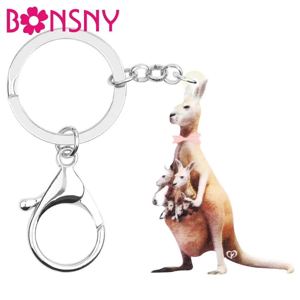 Bonsny акриловые Коричневые Брелоки кенгуру милые брелоки с животными ювелирные