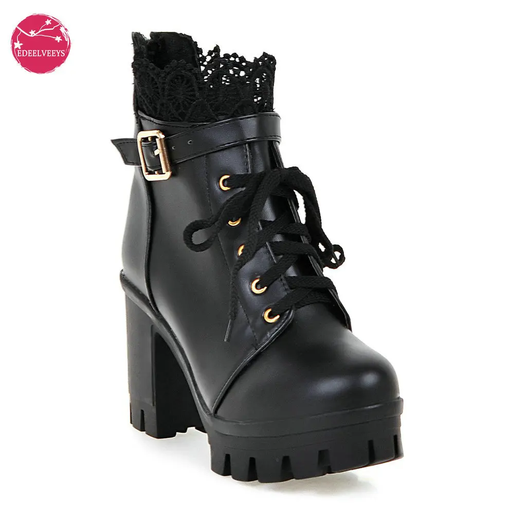 Женские Лоскутные ботильоны Лолита на платформе и высоком массивном каблуке |