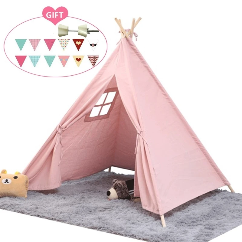 

1.35M Children's Tent Teepee Tent For Kids Portable Tipi Infantil House for Kids Play House Kids Tents Lights Decoration Carpet