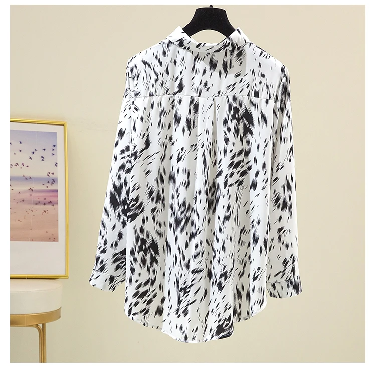 

Houthion Printed Chiffon Women's Blouses Long Sleeve Top Spring Summer Fashion Casual Retro Blusas Woman Shirt