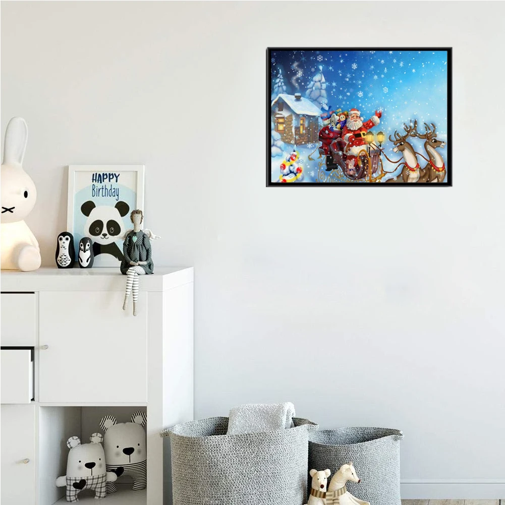 5D алмазная Картина Набор Рождественская елка и снеговик Полный Круглый дрель