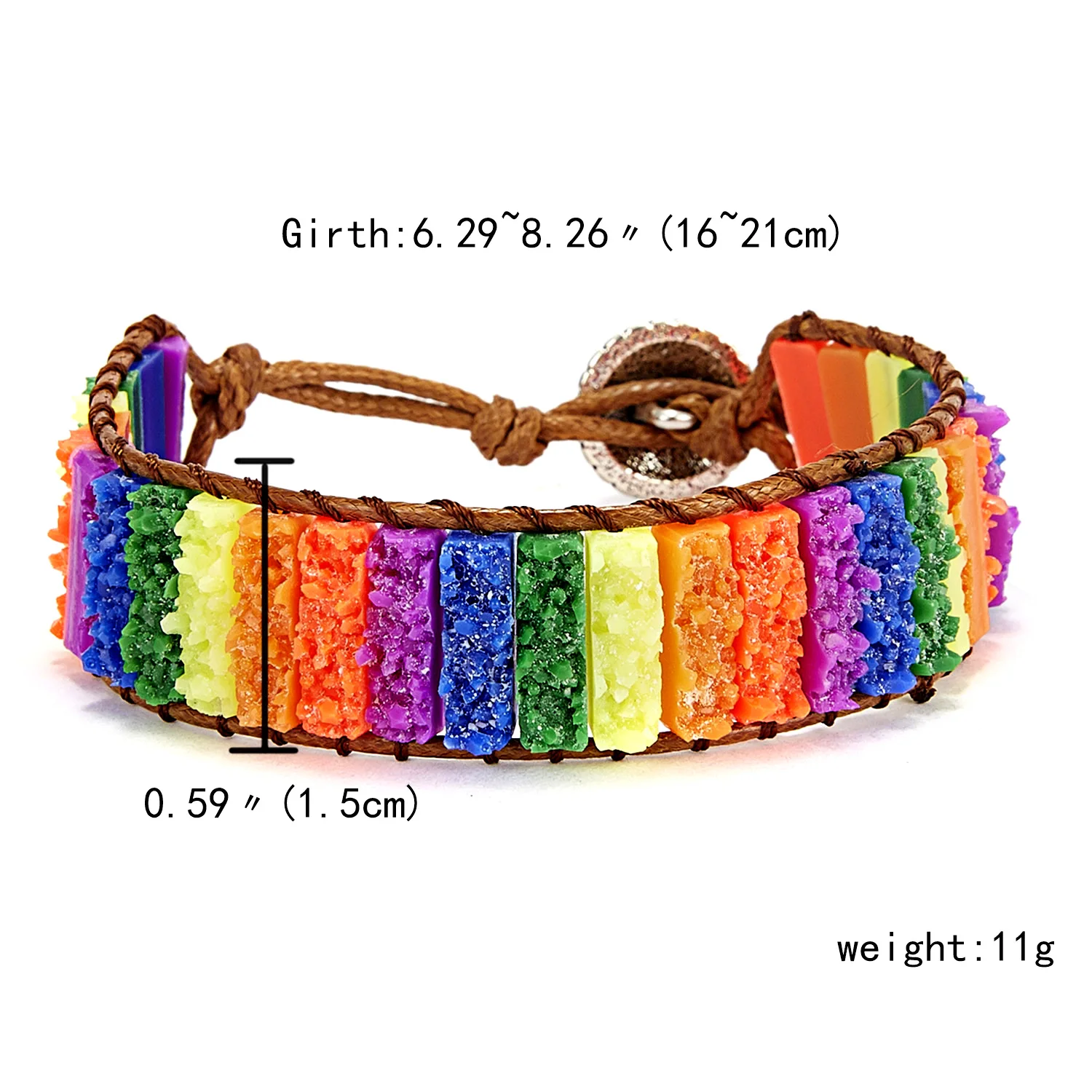 RAINBOW COLOR Винтажные плетеные браслеты из натурального камня, круглые бусины, кожаный браслет для женщин, многослойный браслет в стиле бохо, ювелирные изделия ручной работы - Окраска металла: RAINBOW COLOR