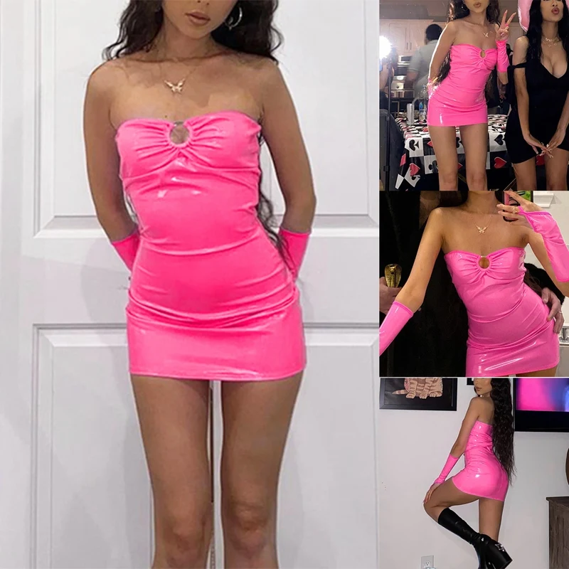 

Женское ажурное платье-топ из искусственной кожи, облегающие Сексуальные клубные платья, вечерние платья для женщин