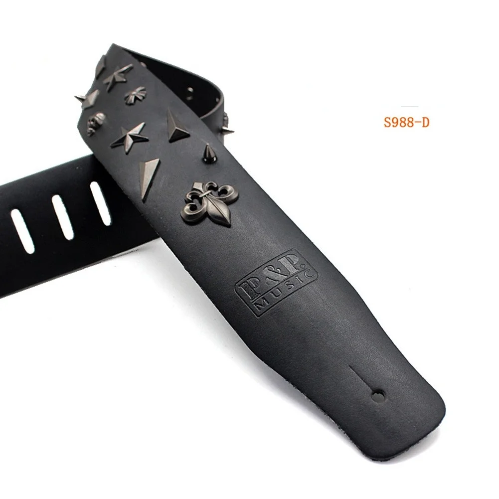 

Adjustable Metal Guitar Strap Spike Studded Adjustable Heavy Duty Genuine Leather Guitar Strap Cow Leather Musical Instrument