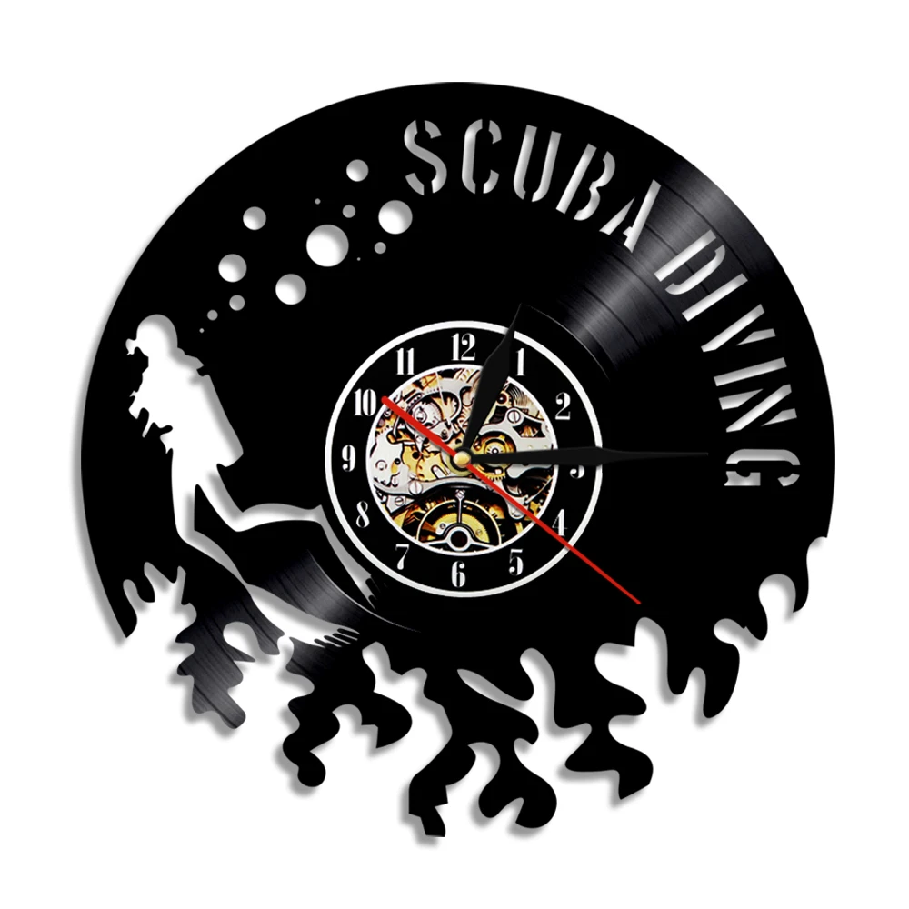 

Scuba Diving Wall Clock Underwather Swimming Snorkeling Vinyl Record LED Wall Clock Home Decor Gift For Diver relojes de pared