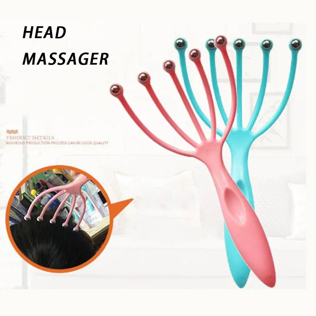 

1Pcs Five Finger Head Relax Massager Hair Held SPA Scalp Neck Stress Relief Massage Release Head Physician Steel Ball Massager