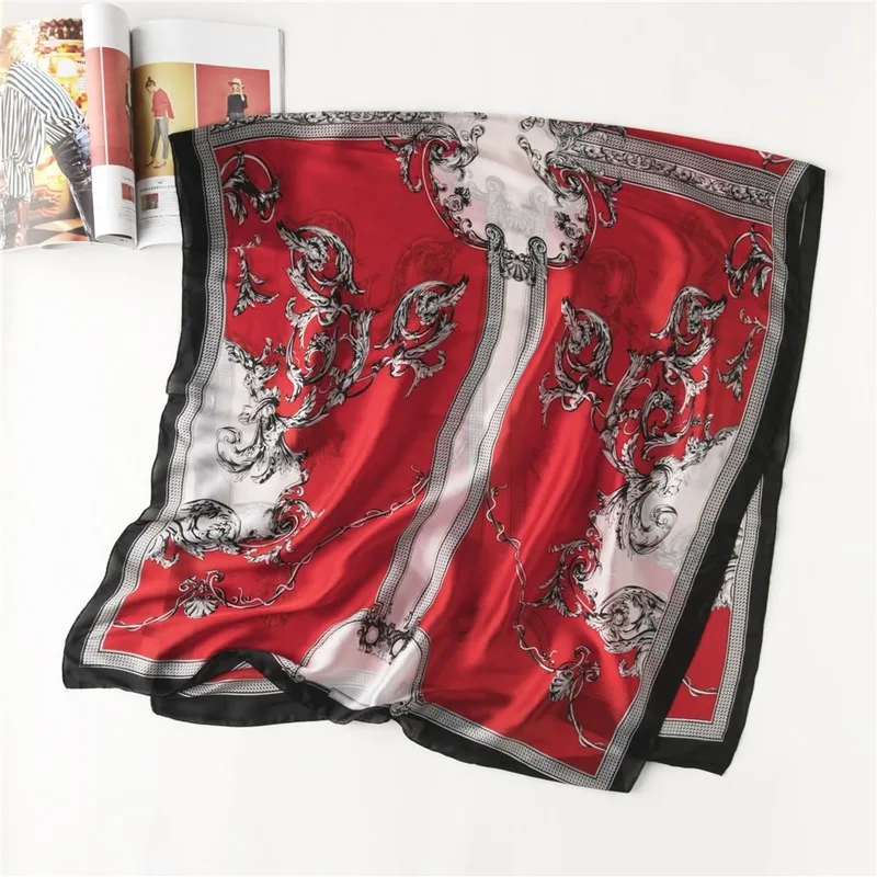 

New Style for Autumn and Winter Printed Scarf High-Grade Elegant Silk Scarf Fashion Decorative Shawl All-match Sun Beach Towel