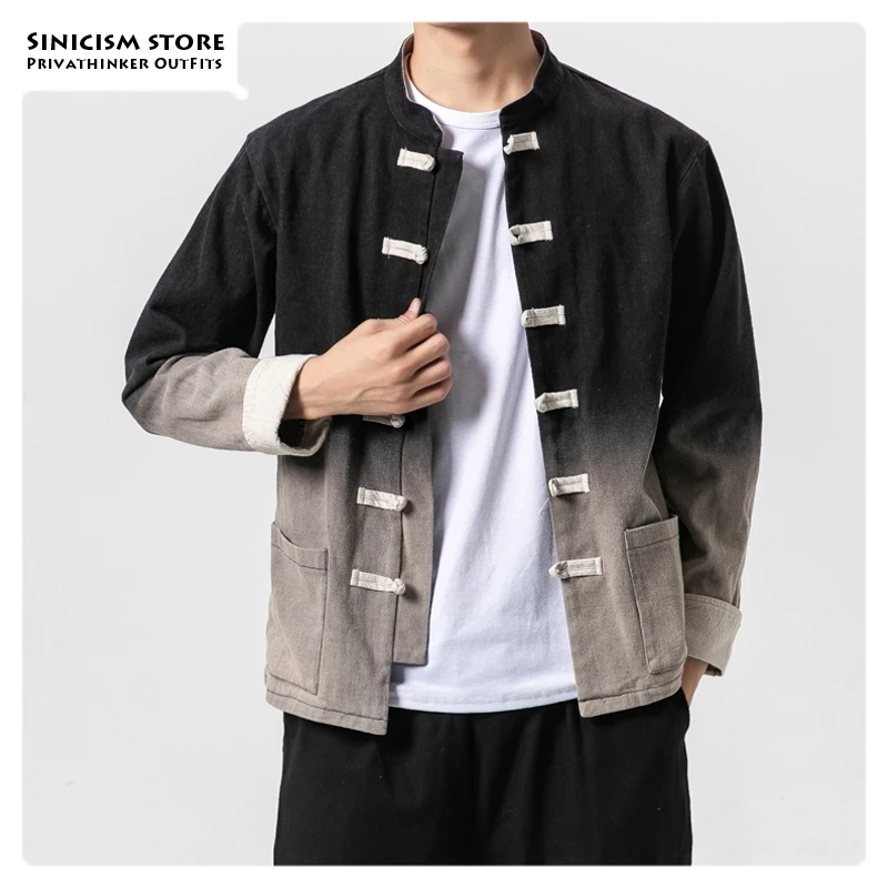 Мужская однобортная куртка Sinicism Store винтажная повседневная в китайском стиле с