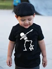 Футболка детская с принтом скелета, летняя, для мальчиков и девочек