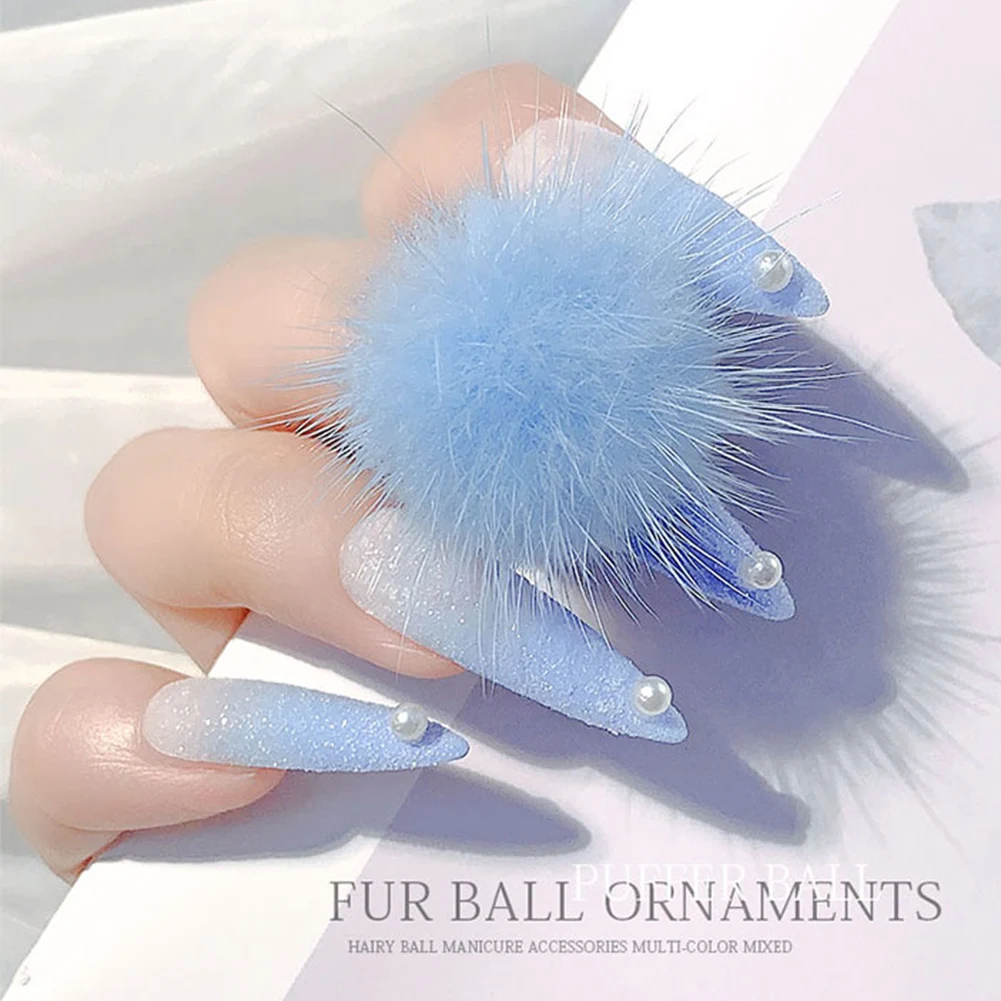 

10/24pc Detachable Nail Art Fluffy Pom Balls Removable 3D Fluffy Balls with Magnetic Base Accessories Can Be Reused For Cleaning