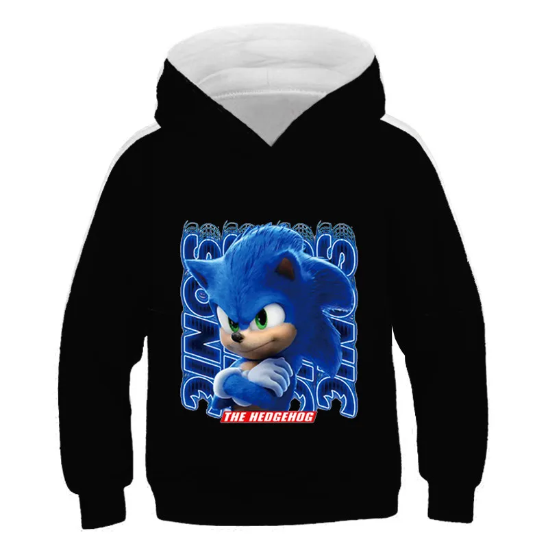

Boys 4-14 Years Cotton Hooded Sweatshirt Sonic Print Sportswear Cartoon Coat Outwear Spring 2021