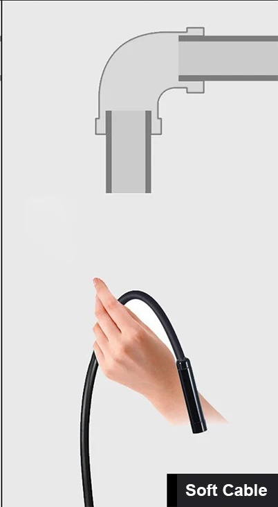 Soft Cable 5,5 мм объектив Мини-Камера Эндоскоп Android камера USB бороскоп гибкий Полужесткий 1 м 2 м IP67 Змея Труба Инспекционная камера для ПК - Цвет: Soft Cable