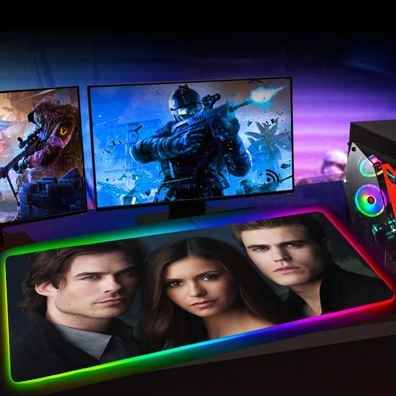 Rgb 35x60 Alfombrilla Raton The Vampire Diaries TV Computer Gaming Accessiores XXL Mause Pad LED Backlit Mat Mausepad Desk Mat