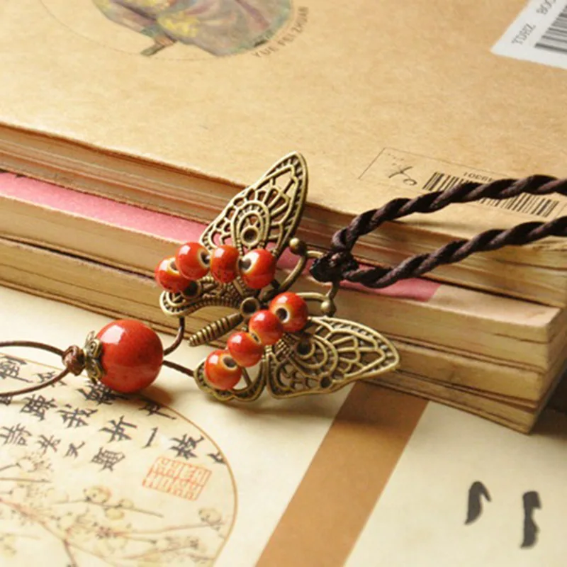 Модные очаровательные керамические красные круглые бусины ожерелье в