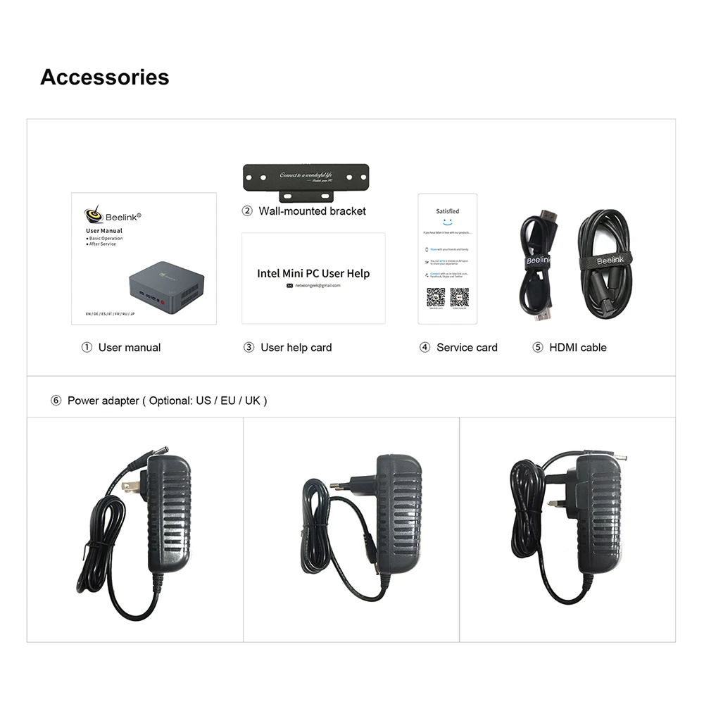 Мини-компьютер Beelink U55 Win10 Intel Core I3-5005U 2,4G+ 5,8G Dual Wifi 8GB DDR3L 256GB 512GB SSD DP+ HDMI с двойным экраном