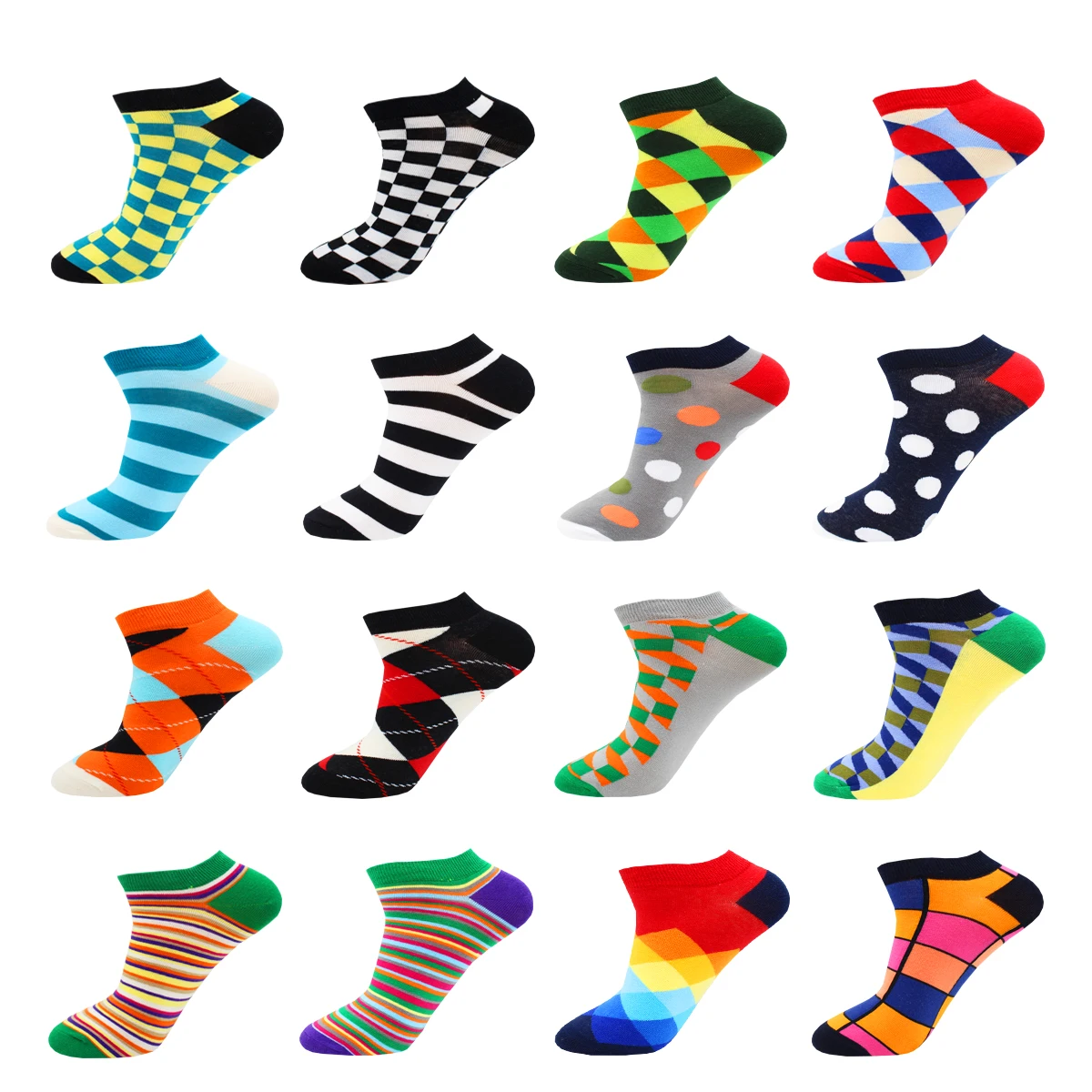 Цветные полосатые хлопковые мужские носки модные в горошек клетку пиво животные