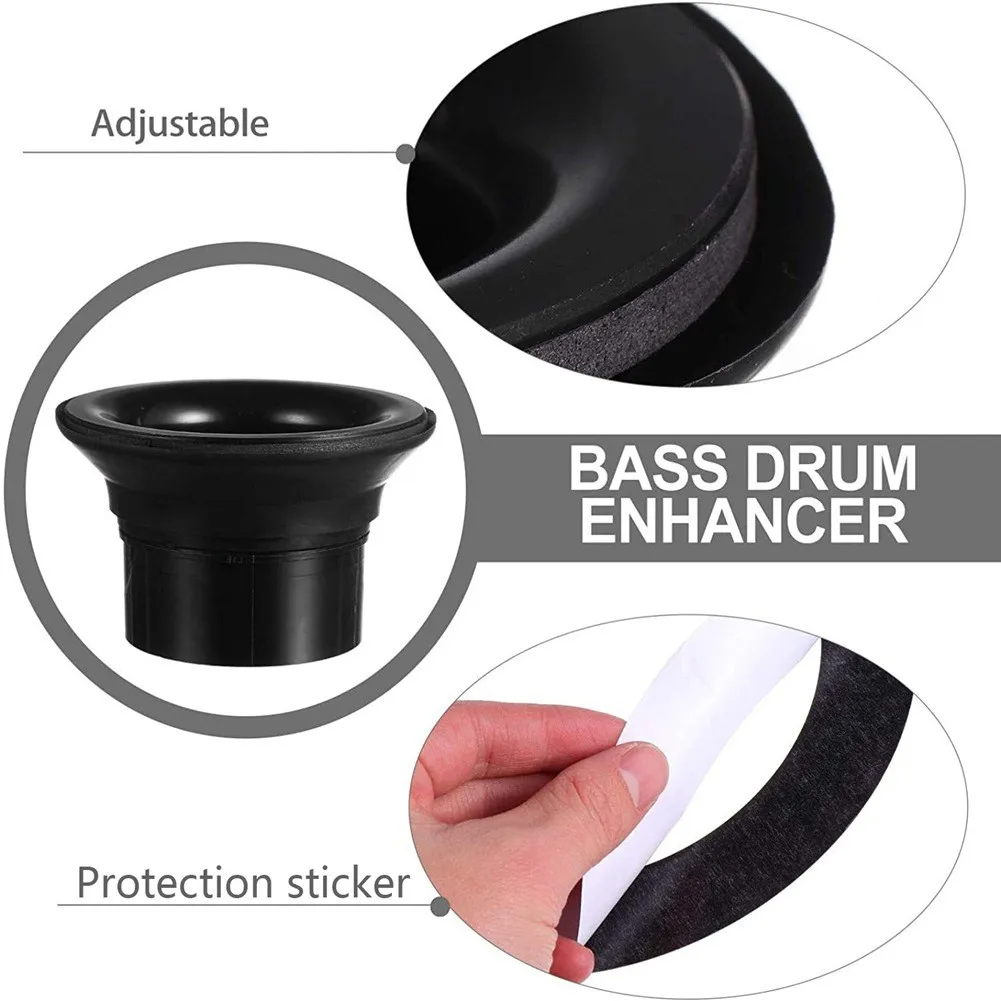 Bass Drum Enhancer Port Insert Enhancement Hole Protector Amplifier Kick Booster Black White Red Blue W/ Protection Sticker Part