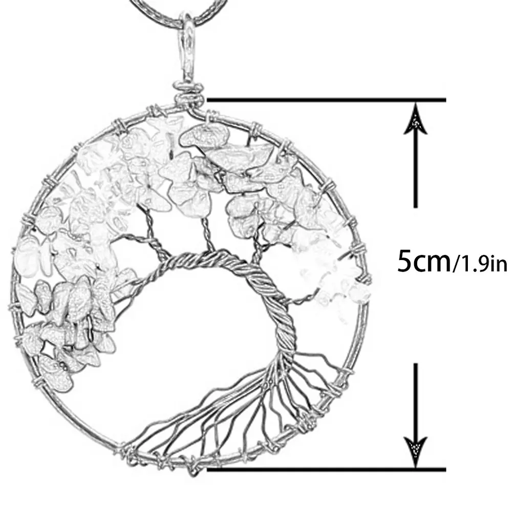 

Quartz Natural Stone Tree of Life pendulum Pendant Necklace for Women Healing Crystal Necklaces Pendants Reiki Jewelry