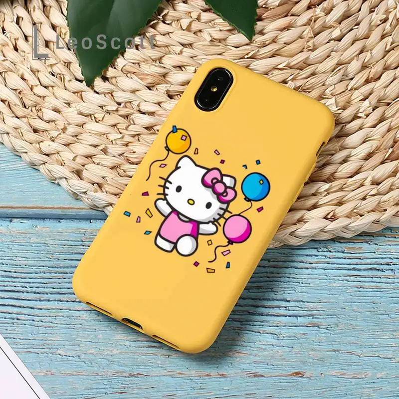 

Kitties cat cute cartoon Phone Case Candy Color for iPhone 11 12 mini pro XS MAX 8 7 6 6S Plus X SE 2020 XR